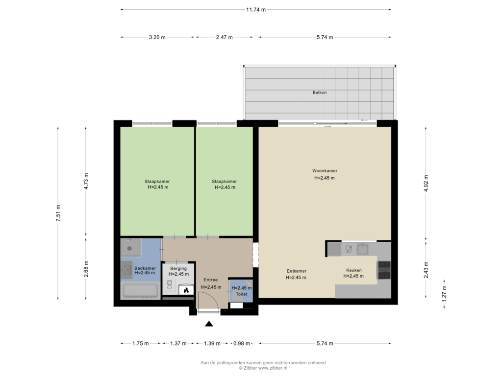 View floorplan of Appartement of Marcandostraat 26