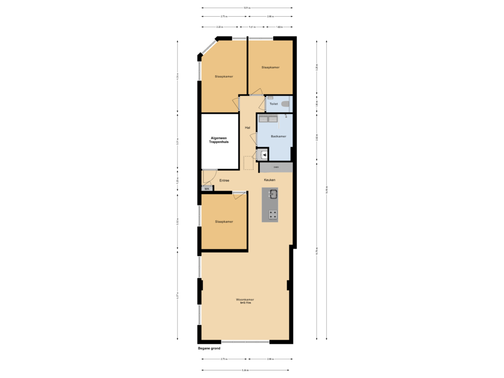 View floorplan of Begane grond of Oranjestraat 2