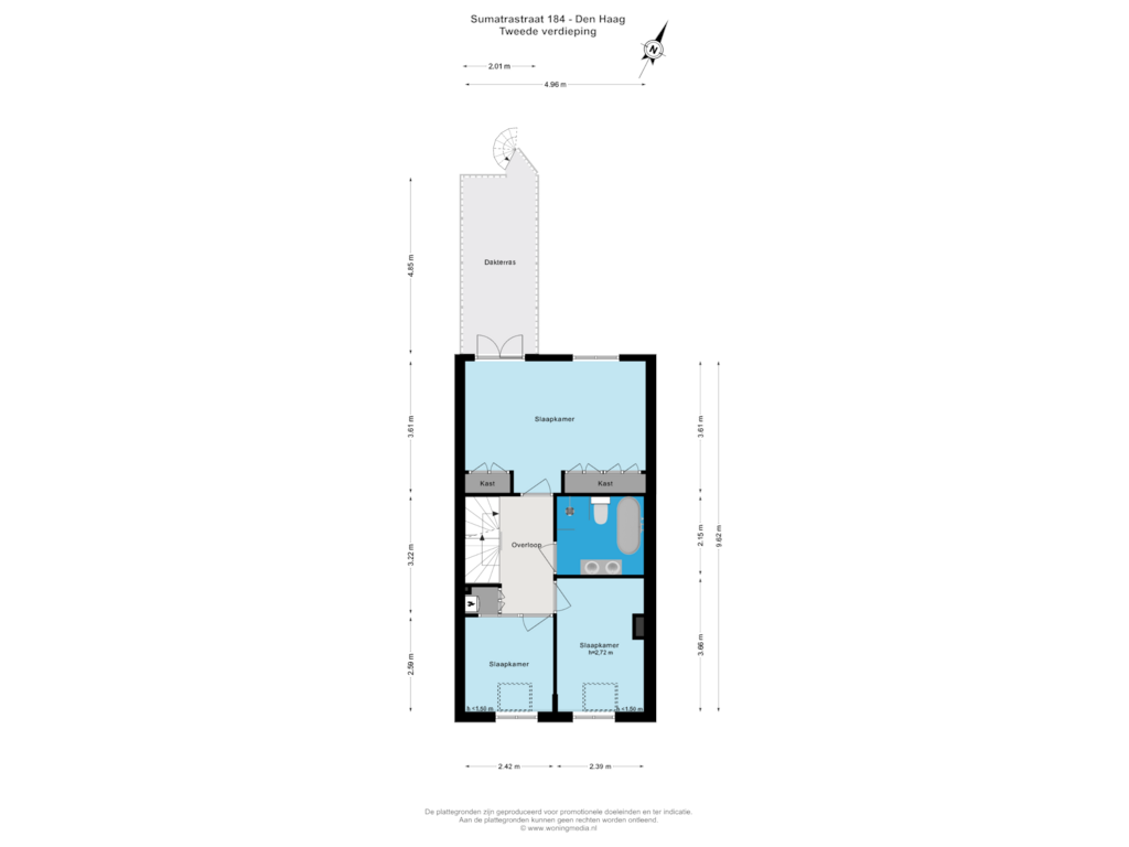 View floorplan of Tweede verdieping of Sumatrastraat 184