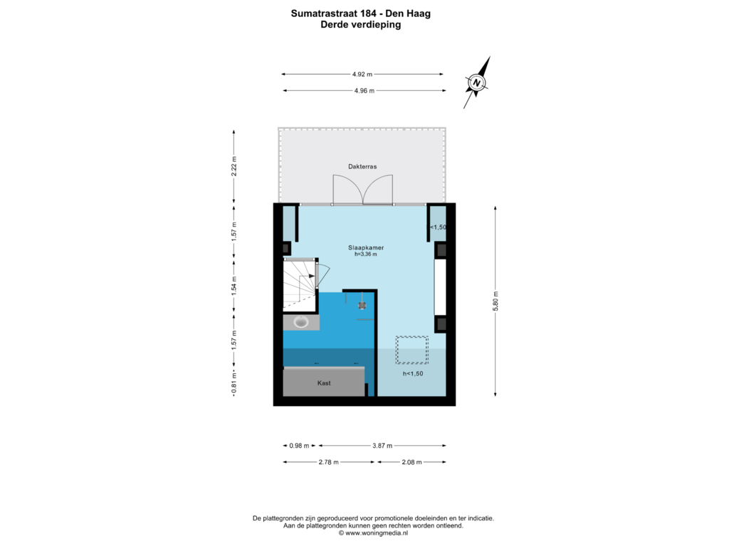 View floorplan of Derde verdieping of Sumatrastraat 184