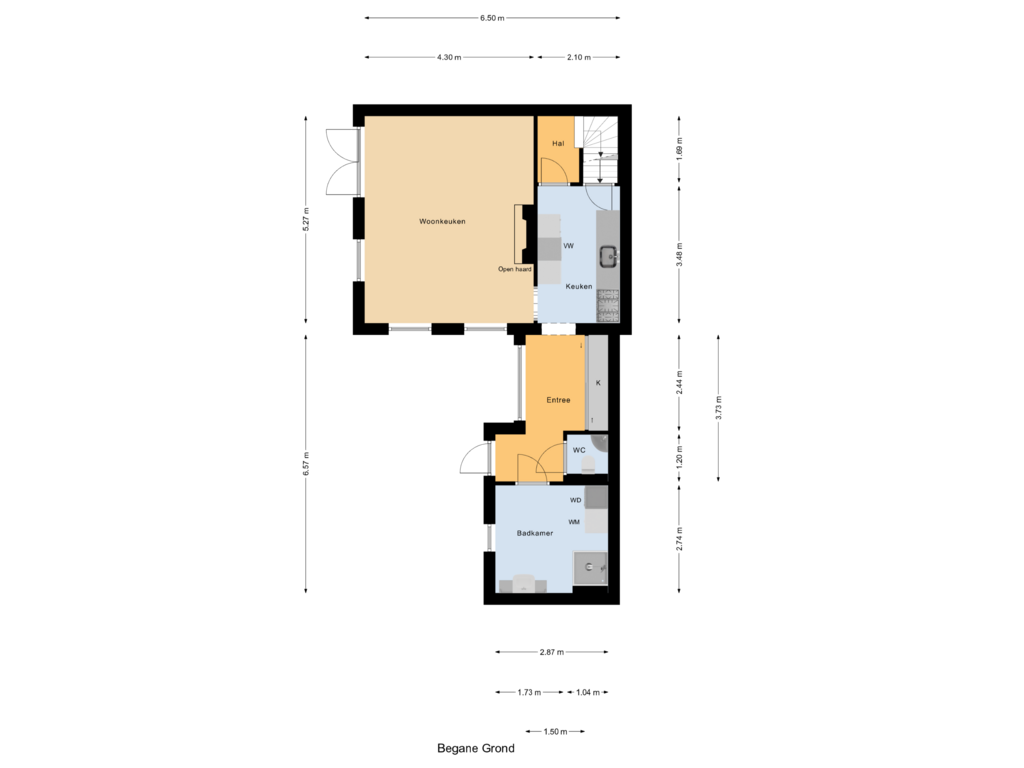 Bekijk plattegrond van Begane Grond van Weusteweg 7