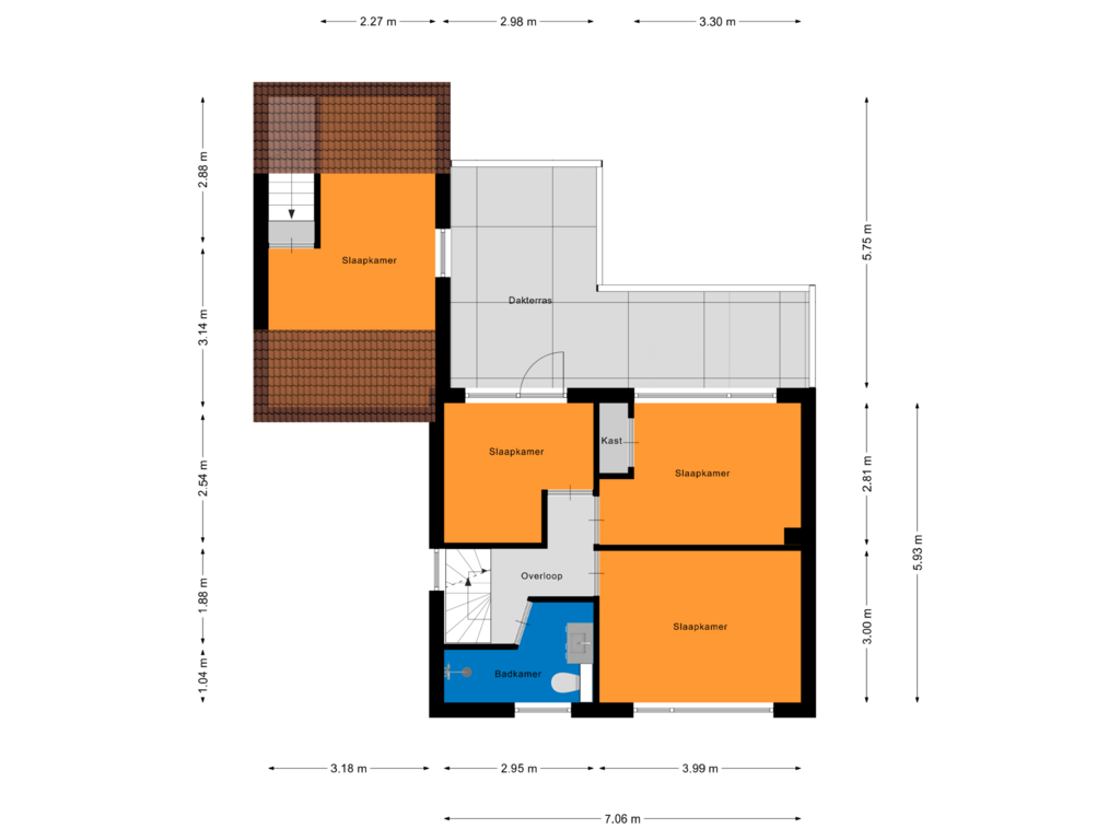 Bekijk plattegrond van Eerste Verdieping van Oranjelaan 47