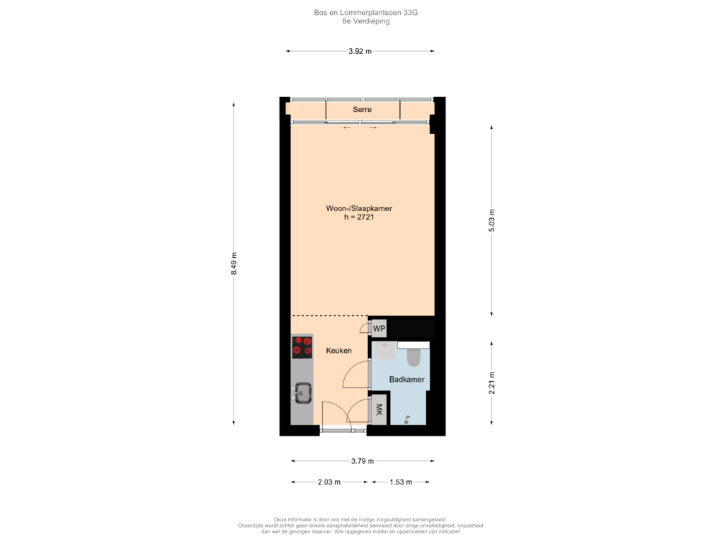 Bekijk plattegrond van 8e Verdieping van Bos en Lommerplantsoen 33-G