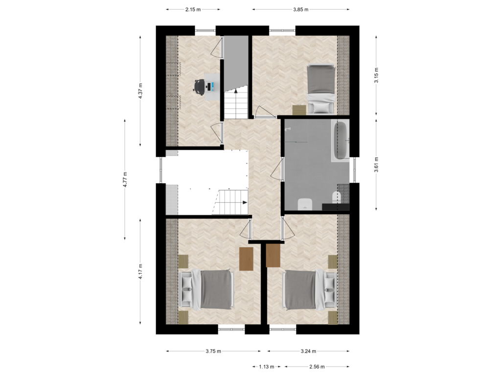 View floorplan of 1e Verdieping of Karstraat 'Karshoef'