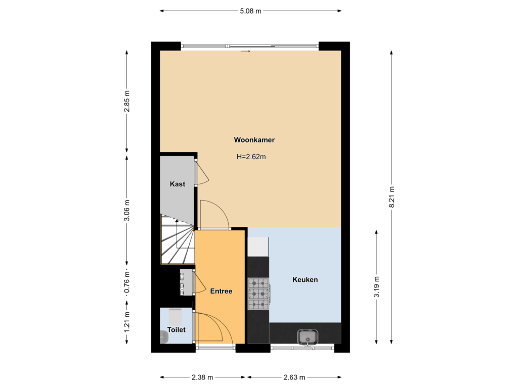 View floorplan of First floor of Het Betonijzer 240