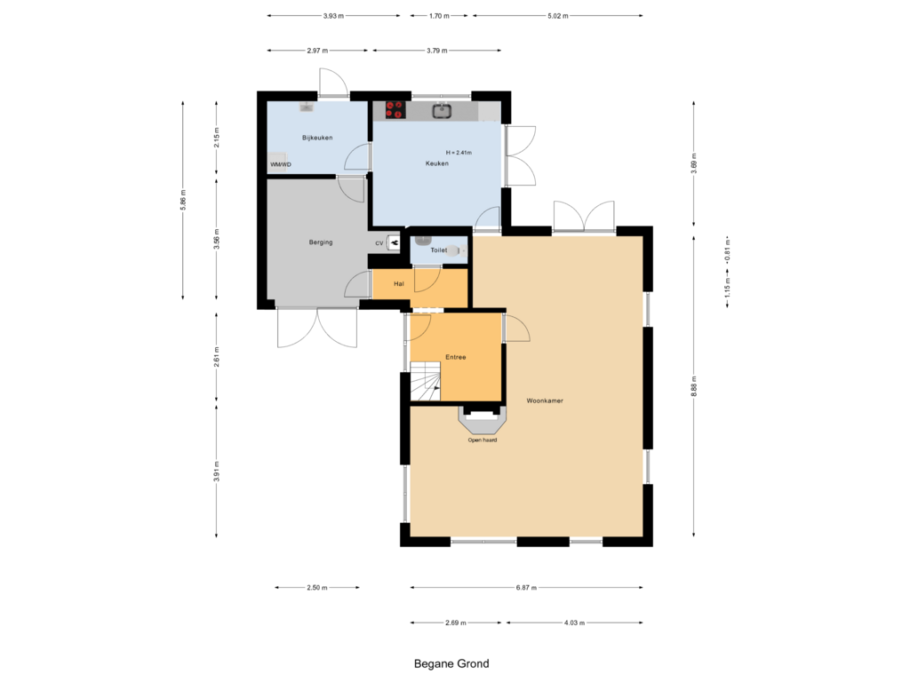 Bekijk plattegrond van Begane Grond van Stoppelland 16