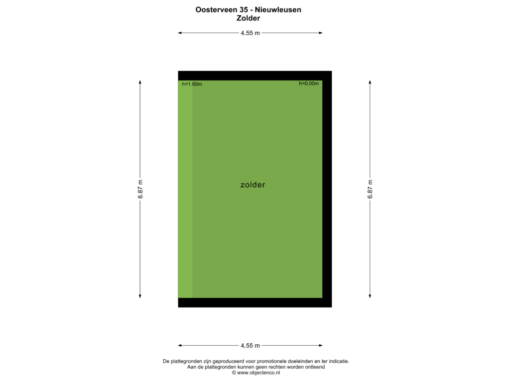 Bekijk plattegrond van Zolder van Oosterveen 35