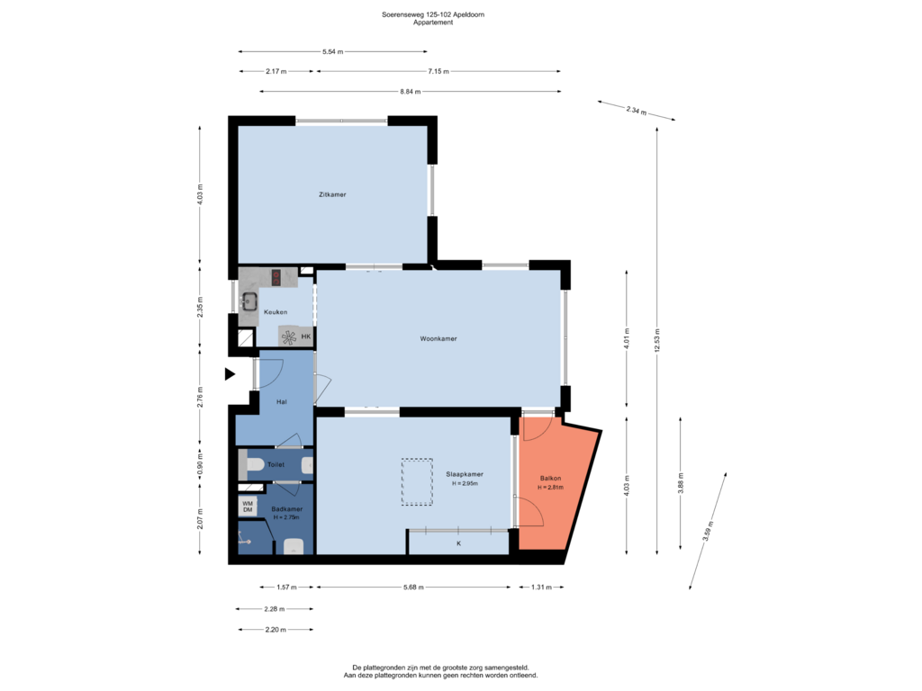 Bekijk plattegrond van Appartement  van Soerenseweg 125-102