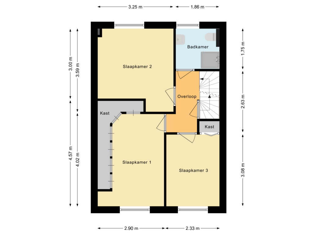 View floorplan of Eerste verdieping of Kolkweg 5