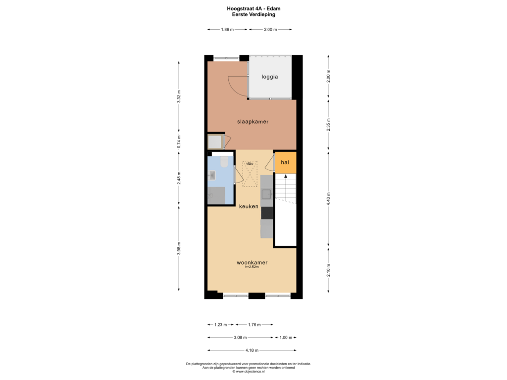 Bekijk plattegrond van Eerste Verdieping van Hoogstraat 4-A