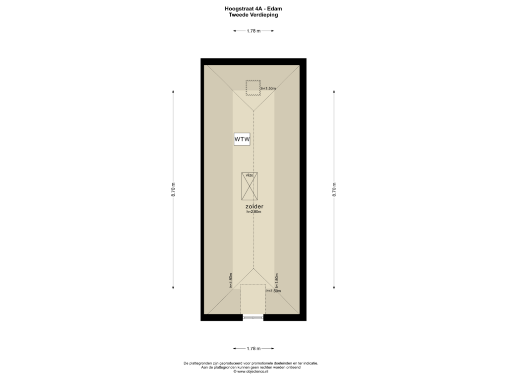 Bekijk plattegrond van Tweede Verdieping van Hoogstraat 4-A