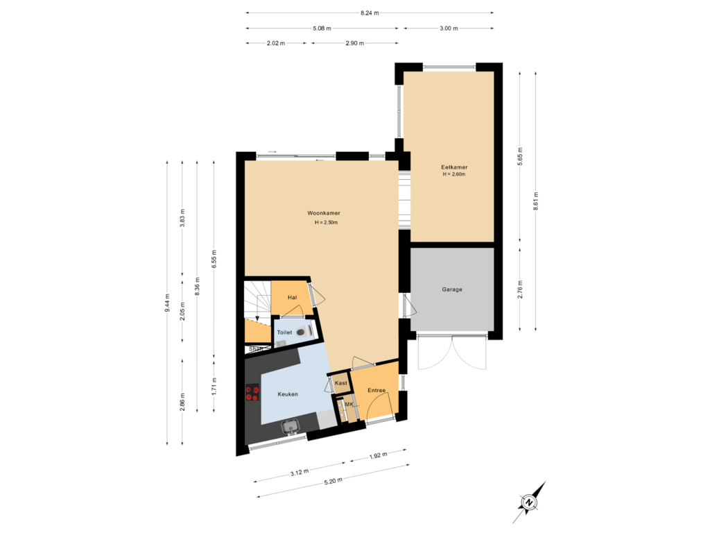 Bekijk plattegrond van Begane grond van Kleine Woud 5