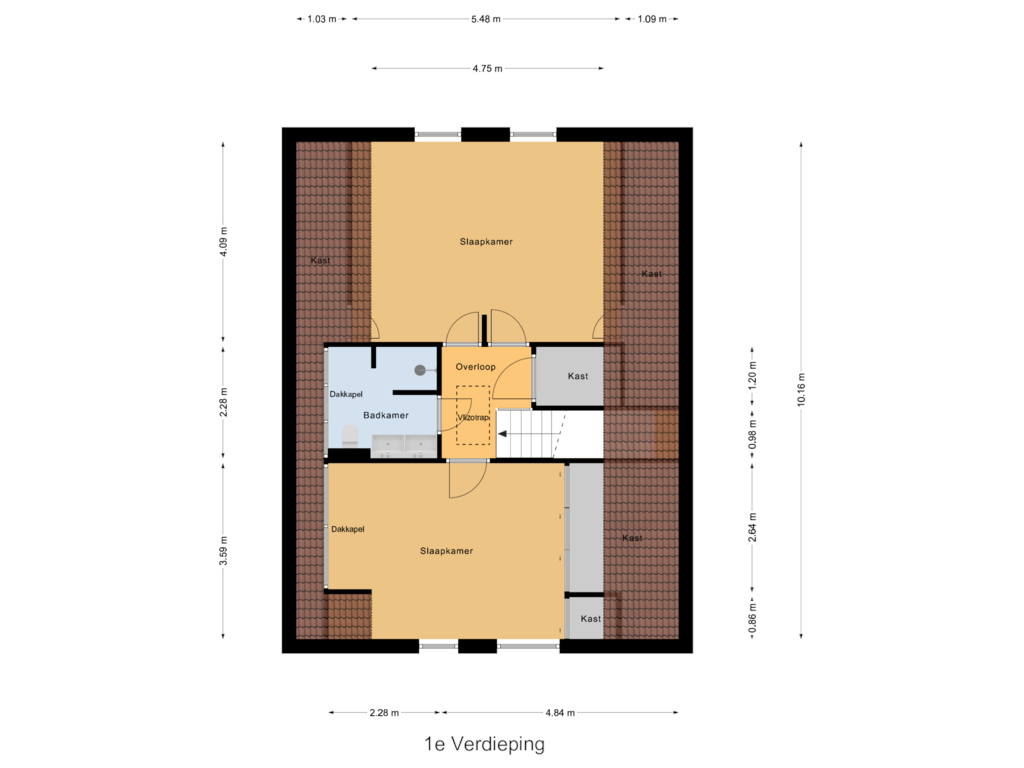 View floorplan of 1e Verdieping of Westeinderweg 8