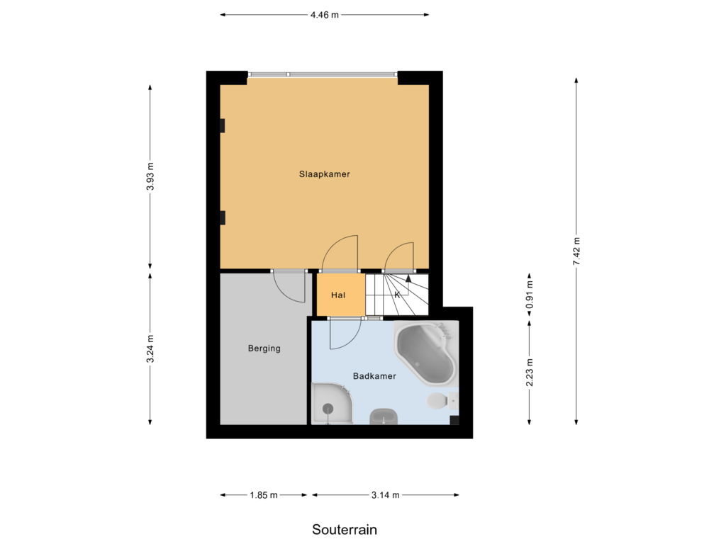 View floorplan of Souterrain of Stoofdijk 95