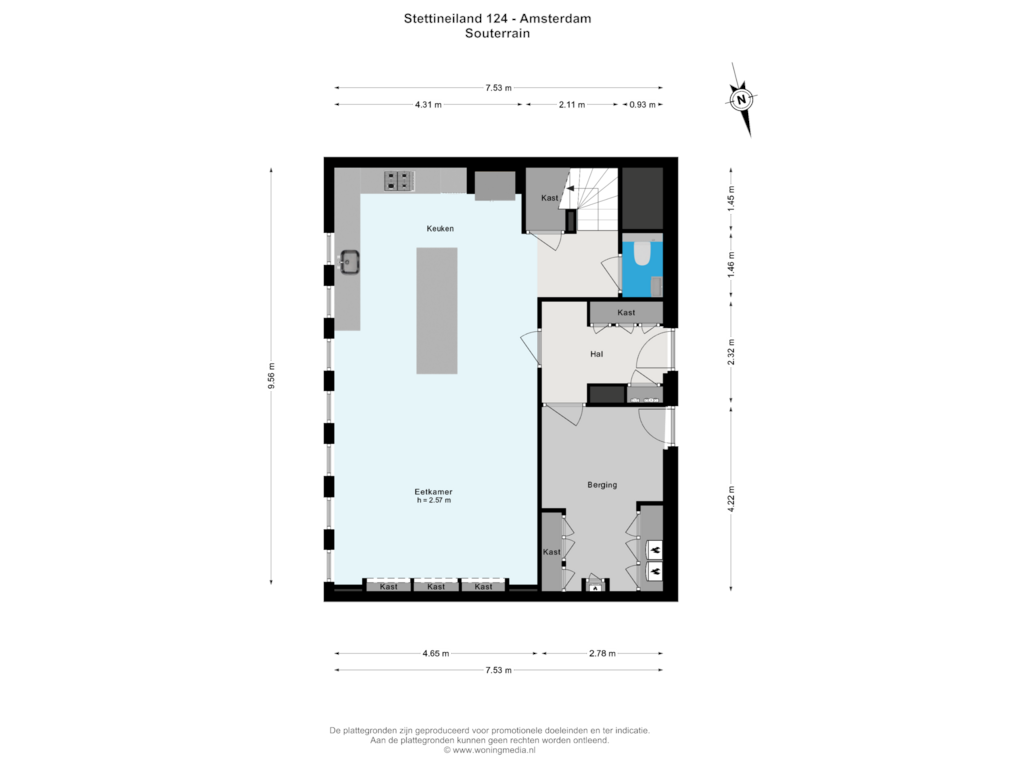 Bekijk plattegrond van Souterrain van Stettineiland 124