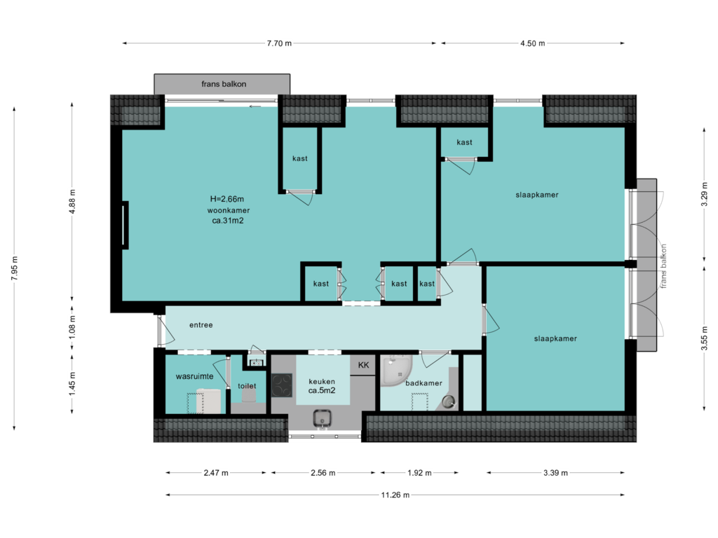 View floorplan of Derde verdieping of Rossinilaan 24