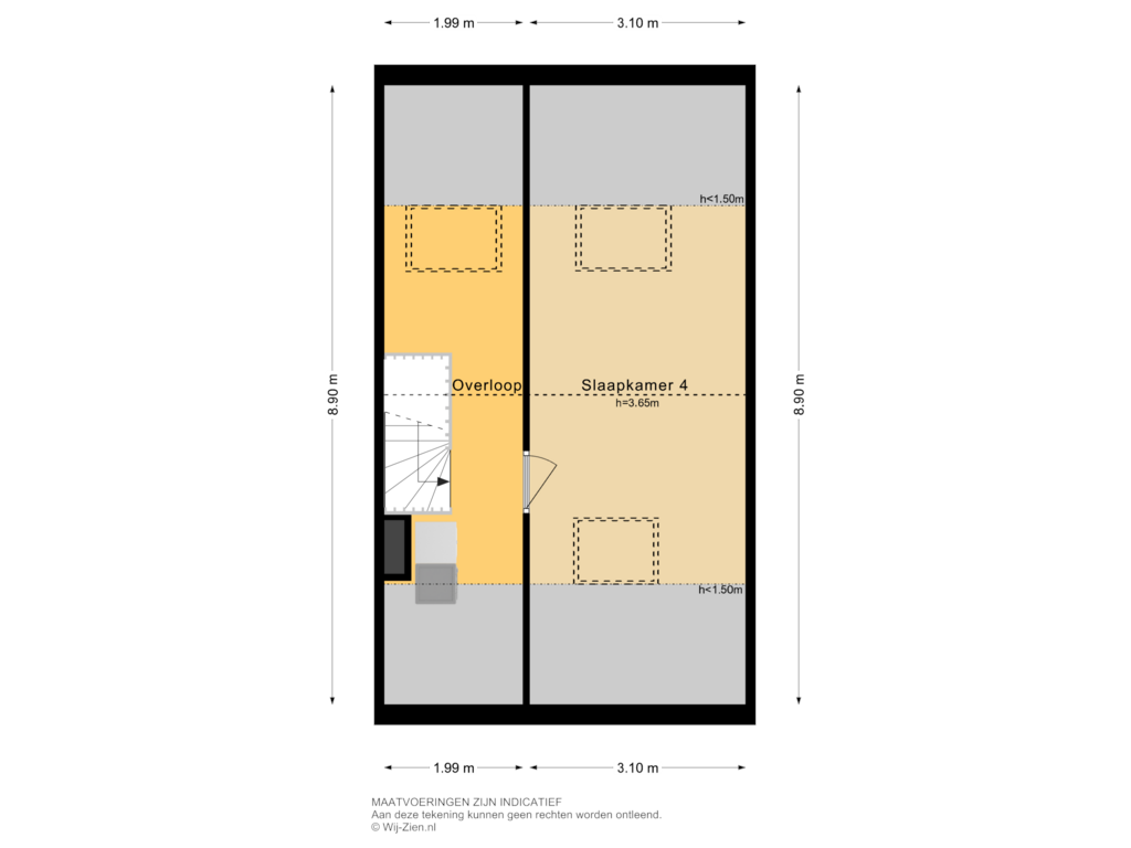 Bekijk plattegrond van Tweede Verdieping van Heer Halewijnburg 35