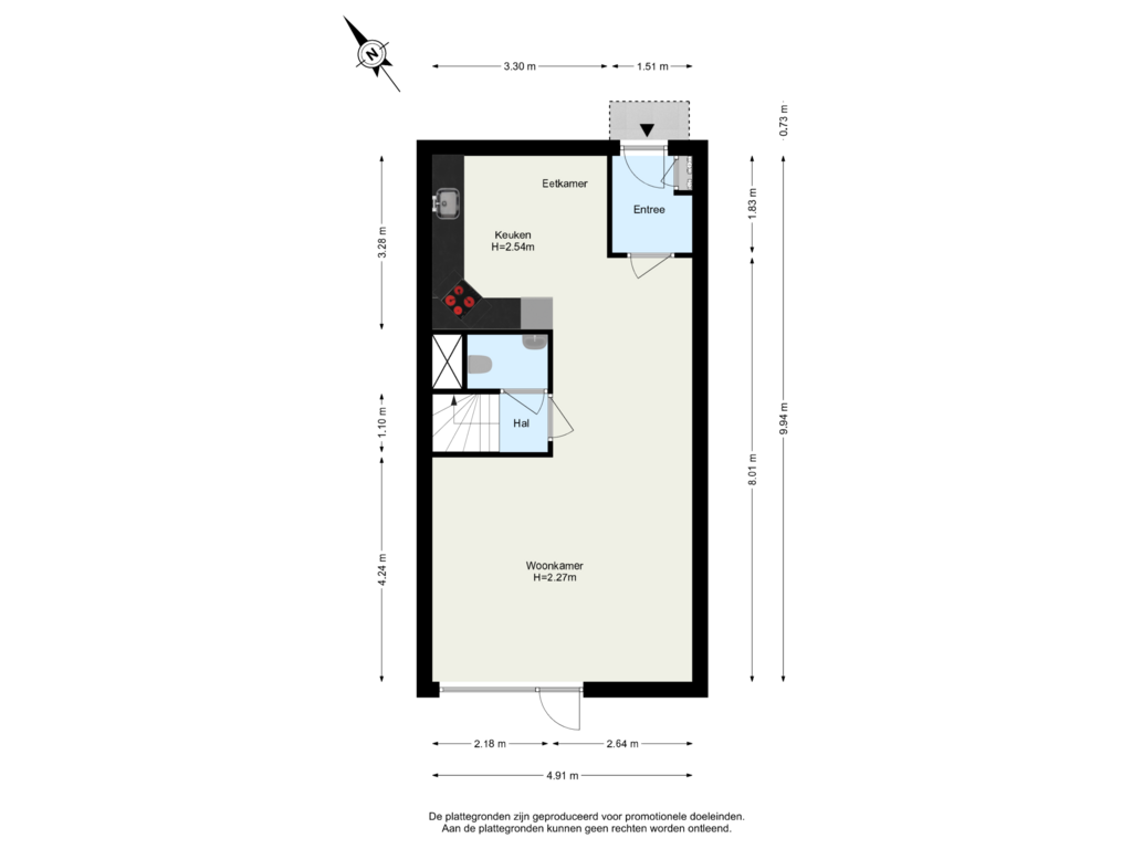 View floorplan of Begane Grond of Wassenaer van Obdamstraat 5