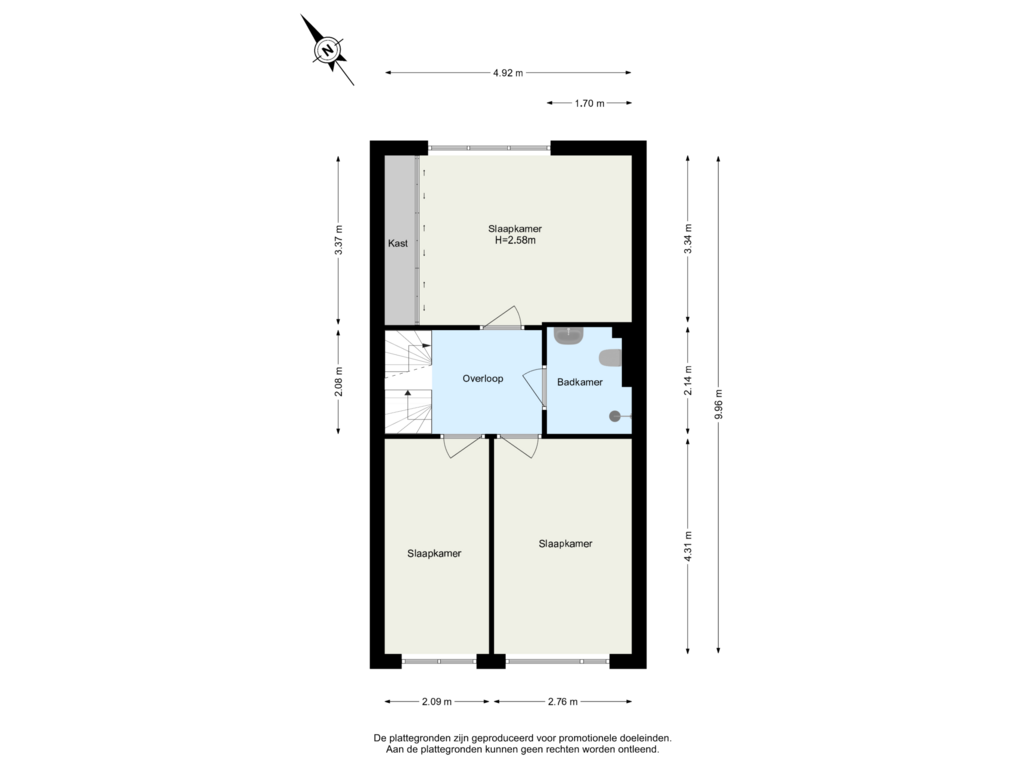 View floorplan of 1ste Verdieping of Wassenaer van Obdamstraat 5