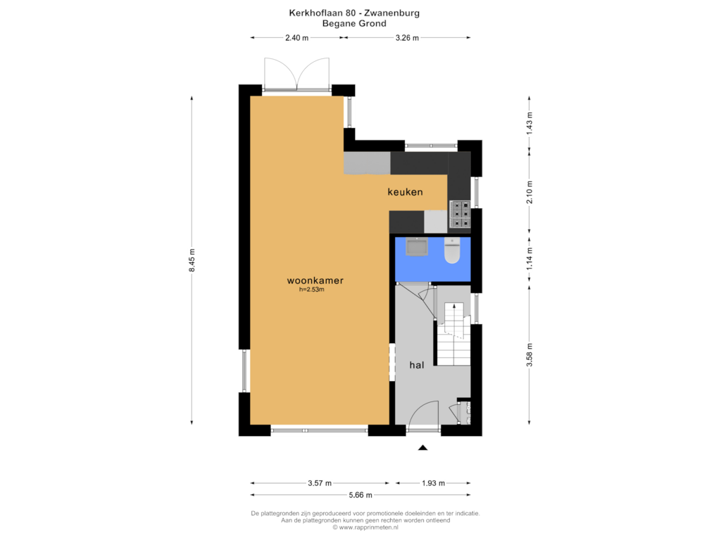 Bekijk plattegrond van BEGANE GROND van Kerkhoflaan 80