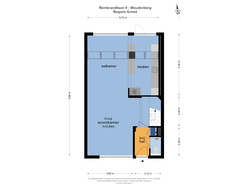 View floorplan of BEGANE GROND of Rembrandtlaan 9