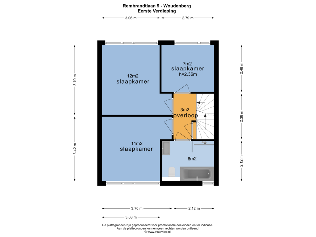 View floorplan of EERSTE VERDIEPING of Rembrandtlaan 9