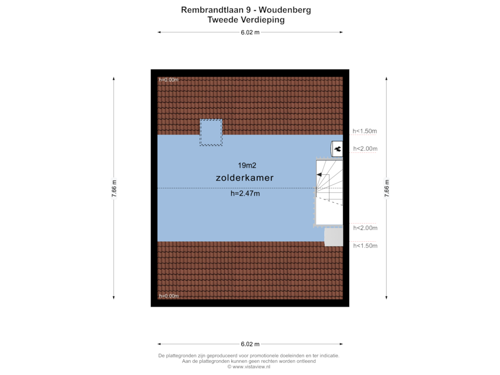 View floorplan of TWEEDE VERDIEPING of Rembrandtlaan 9