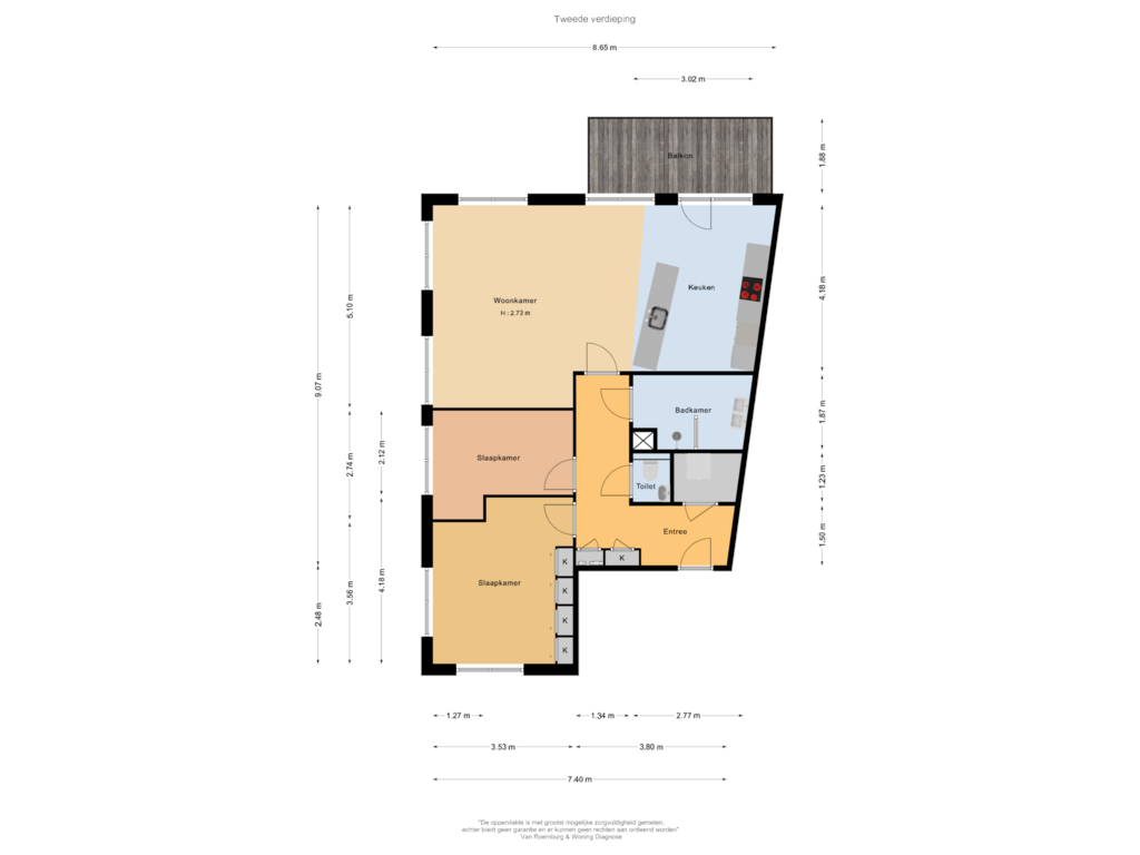 View floorplan of Tweede verdieping of Carel Willinkgracht 875