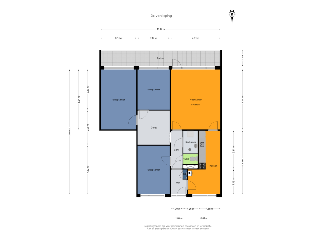 Bekijk plattegrond van 3e verdieping van Wipmolen 22