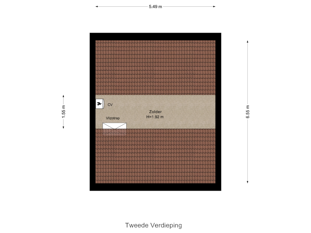 Bekijk plattegrond van Tweede Verdieping van Overhandstraat 53