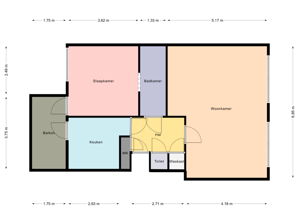 View floorplan of Indeling of Freericksplaats 25-C