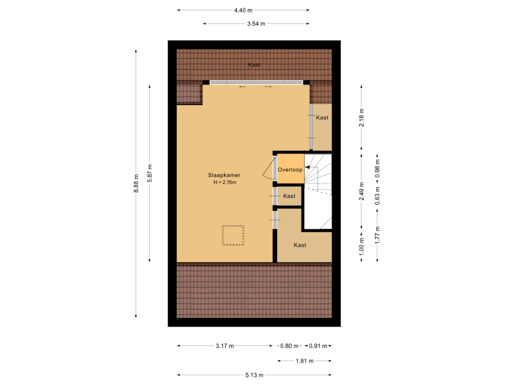 Bekijk plattegrond van Tweede verdieping van Woestijnstraat 3