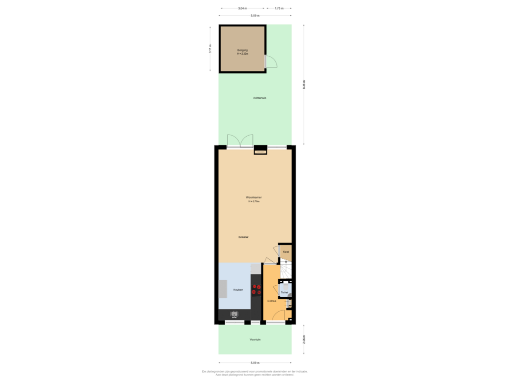 Bekijk plattegrond van Situatie van Woestijnstraat 3