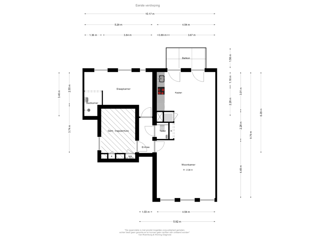 Bekijk plattegrond van Eerste verdieping van Pieter Vlamingstraat 52-E