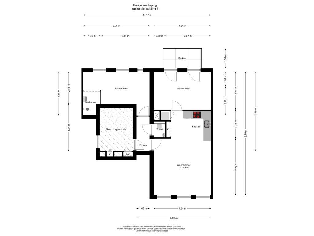 Bekijk plattegrond van Eerste verdieping (optie1) van Pieter Vlamingstraat 52-E