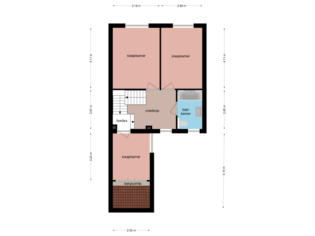 View floorplan of Verdieping of Ouverturestraat 52