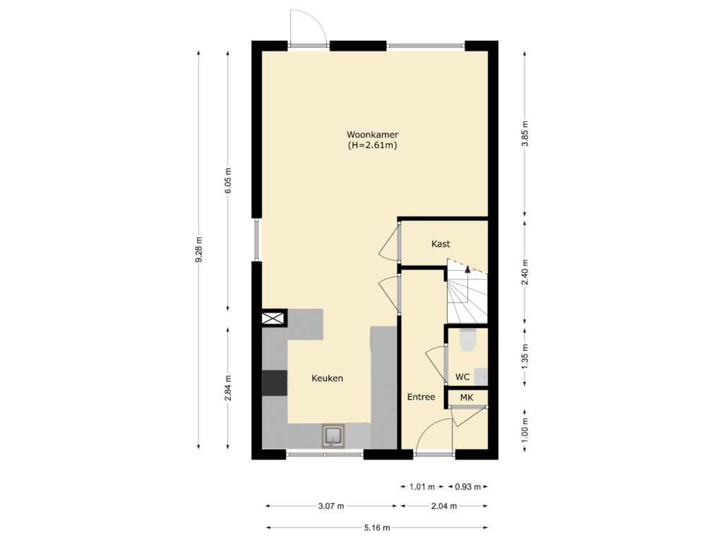 Bekijk plattegrond van begane grond van Vissersdijk 33