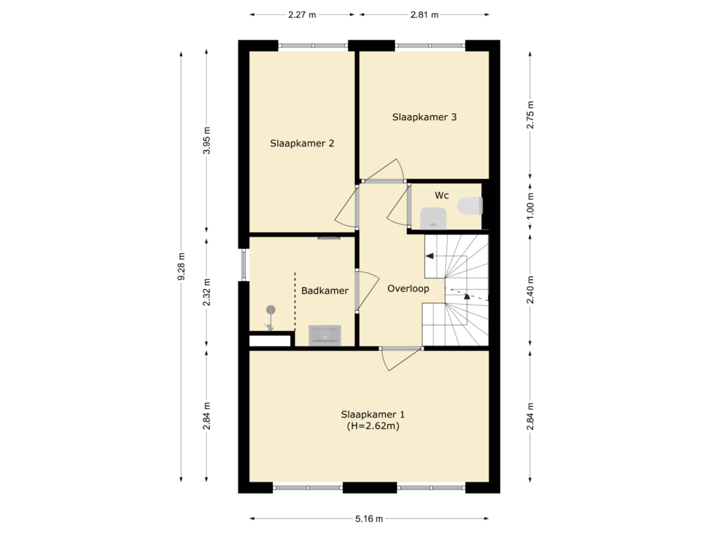 Bekijk plattegrond van eerste verdieping van Vissersdijk 33