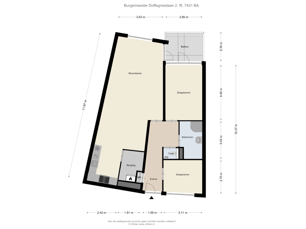 View floorplan of Appartement of Burg. Doffegnieslaan 2-F8