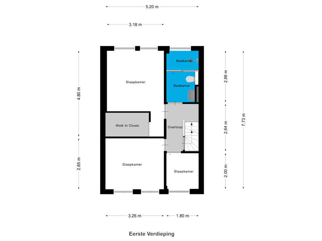 View floorplan of Eerste Verdieping of Tormentilstraat 38