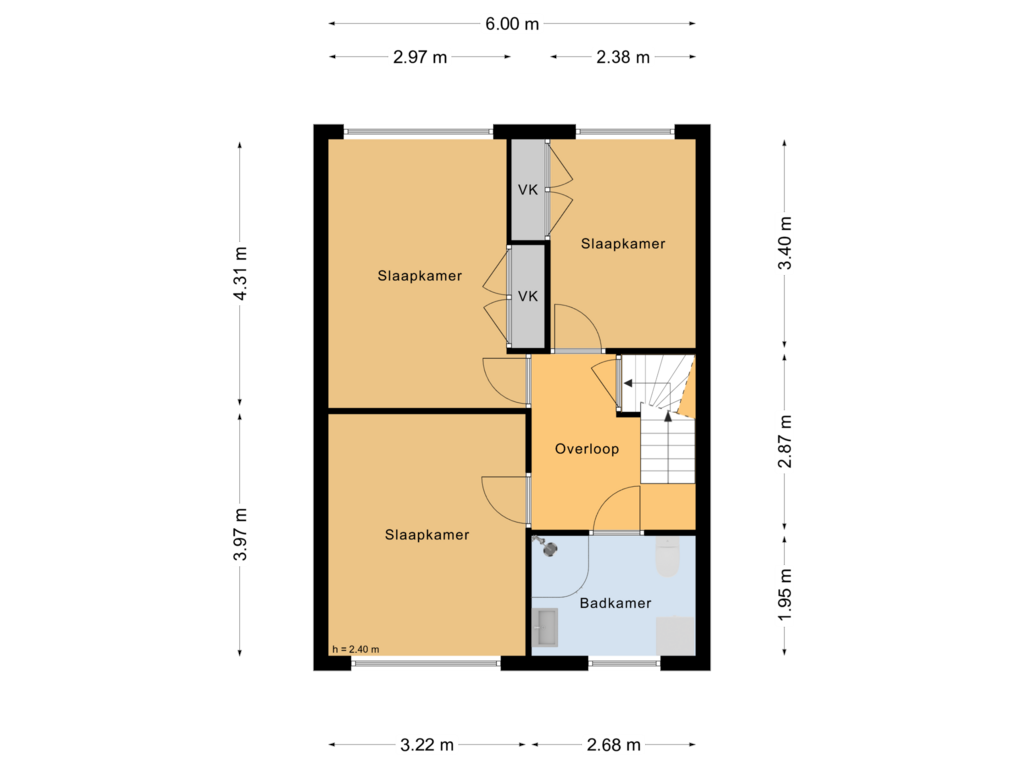 View floorplan of Eerste verdieping of Jolstraat 162