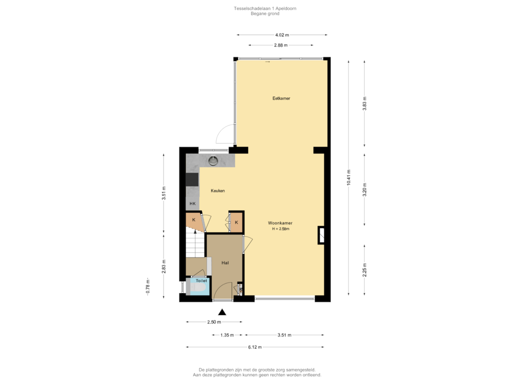 Bekijk plattegrond van Begane grond van Tesselschadelaan 1