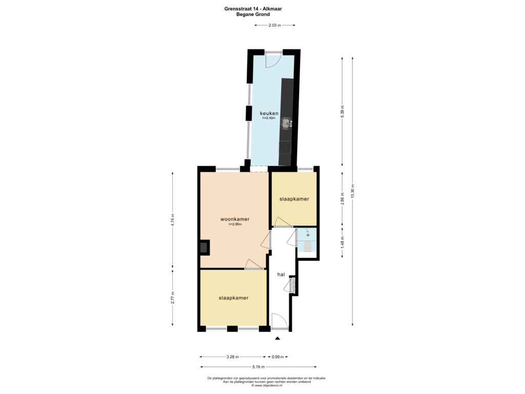 Bekijk plattegrond van BEGANE GROND van Grensstraat 14