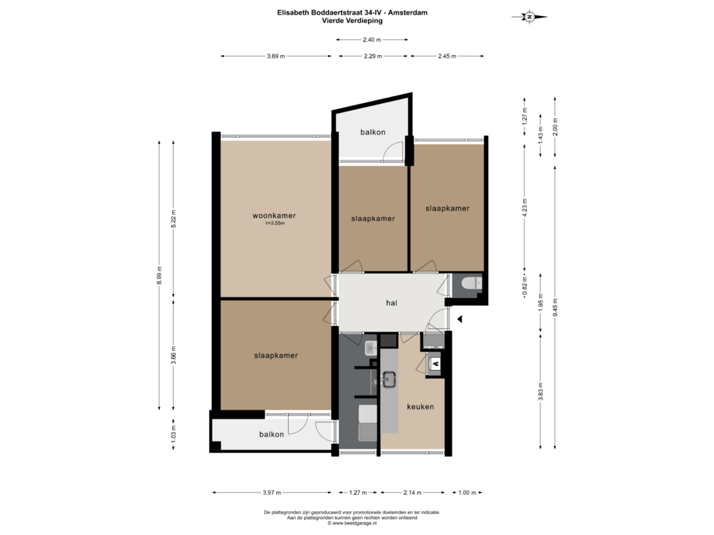 Bekijk plattegrond van VIERDE VERDIEPING van Elisabeth Boddaertstraat 34-4