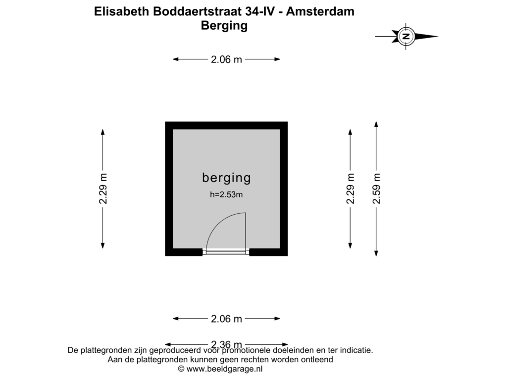 Bekijk plattegrond van BERGING van Elisabeth Boddaertstraat 34-4