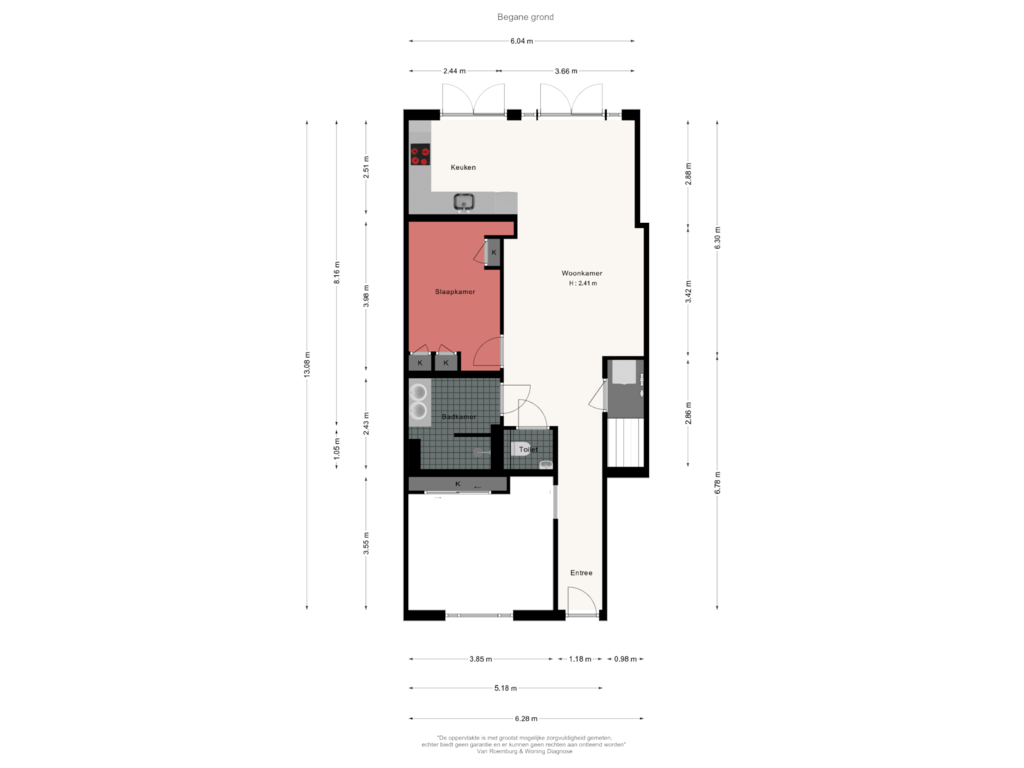 Bekijk plattegrond van Begane grond van Woestduinstraat 55-H