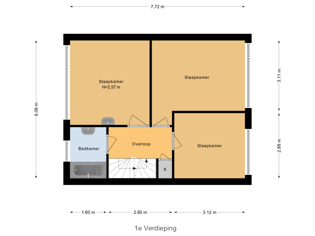 Bekijk plattegrond van 1e Verdieping van Pascalstraat 8