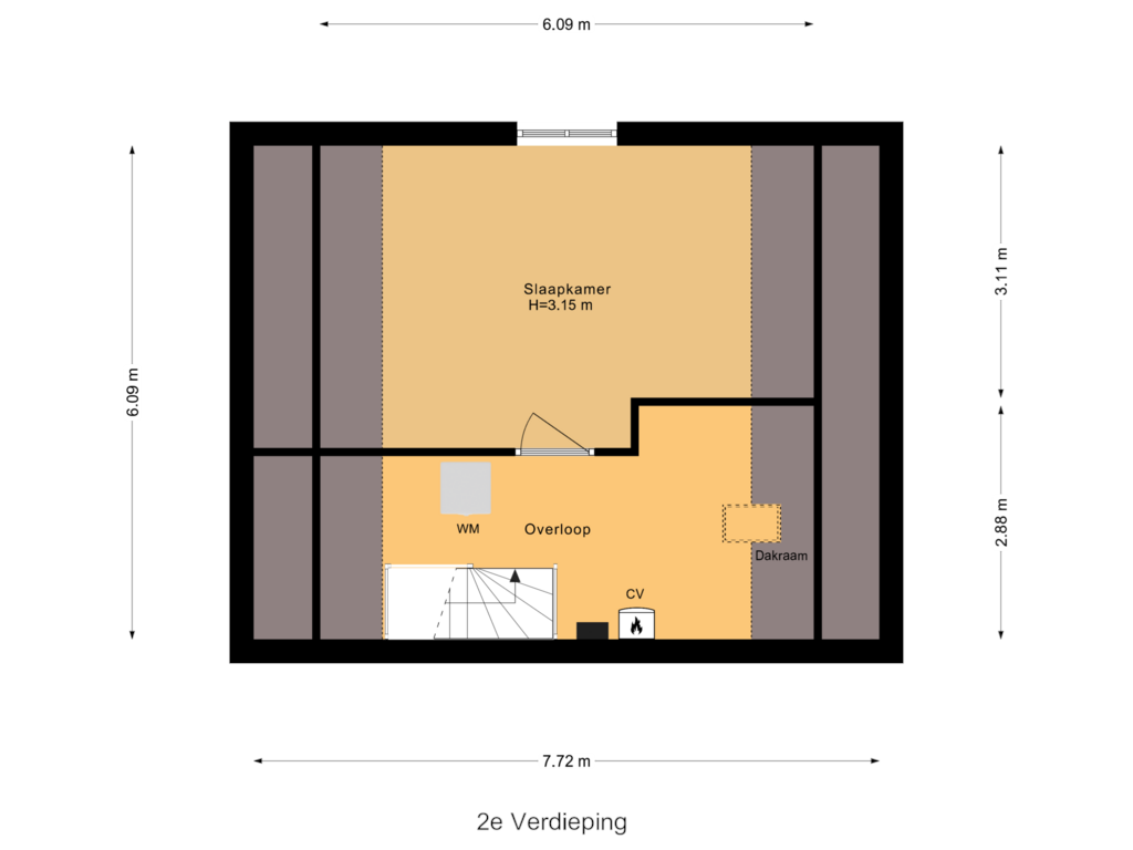 Bekijk plattegrond van 2e Verdieping van Pascalstraat 8