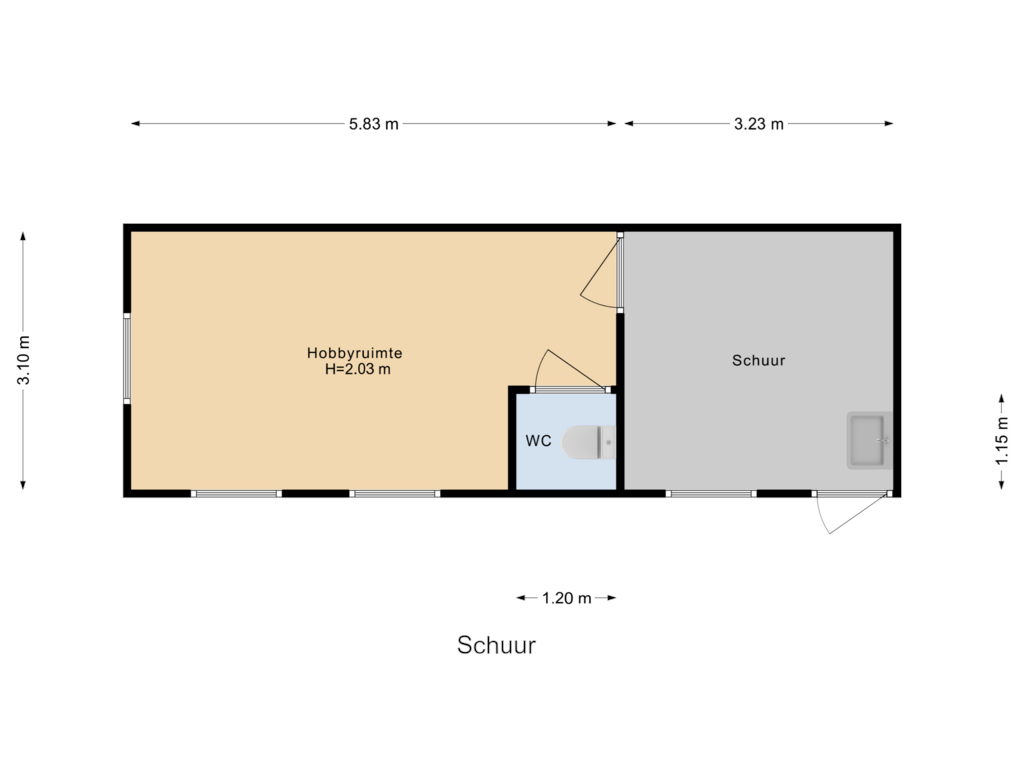 Bekijk plattegrond van Schuur van Pascalstraat 8