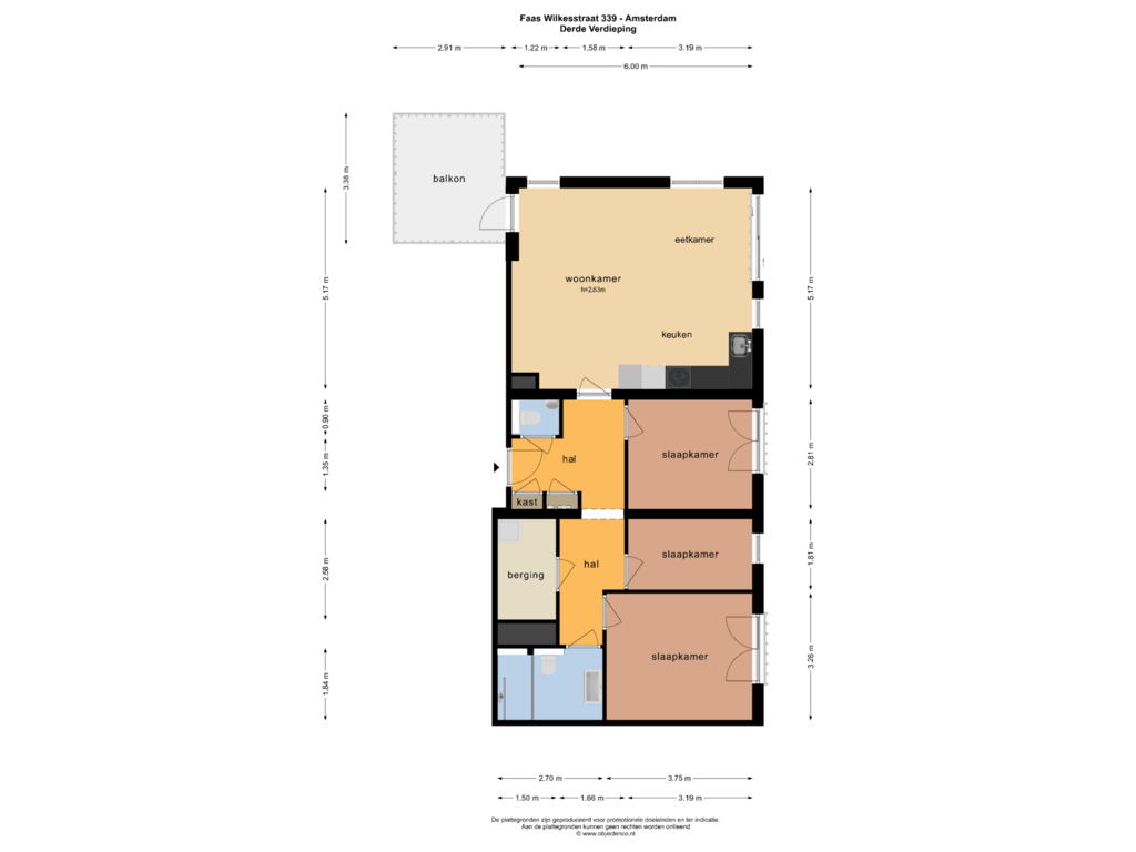 View floorplan of Derde Verdieping of Faas Wilkesstraat 339